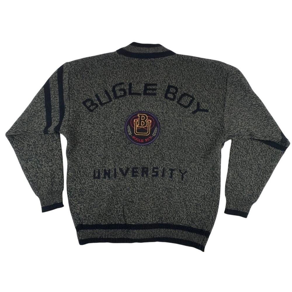 Vintage 80s 90s Bugle Boy University Varsity Cardigan Sweater Men's Large